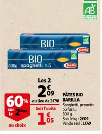 Auchan Pâtes Bio Barilla offre