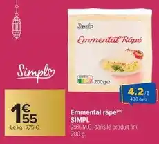 Carrefour Simply - emmental râpé offre