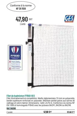 Casal Sport Ges - filet de badminton ffbad offre