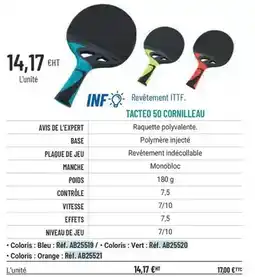 Casal Sport Cornilleau - tacteo 50 offre