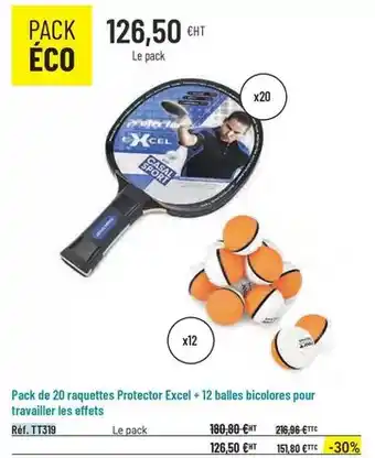 Casal Sport Casal sport - pack de 20 raquettes protector excel + 12 balles bicolores pour travailler les effets offre