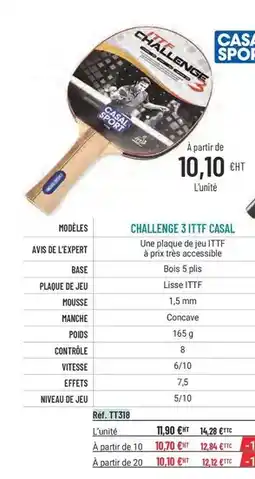 Casal Sport Casal sport - challenge 3 it ittf offre