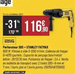 Bricorama Perforateur sds + stanley fatmax offre