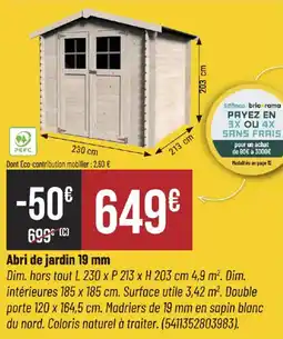 Bricorama Abri de jardin offre
