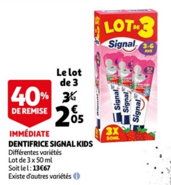 Auchan Dentifrice Signal Kids offre
