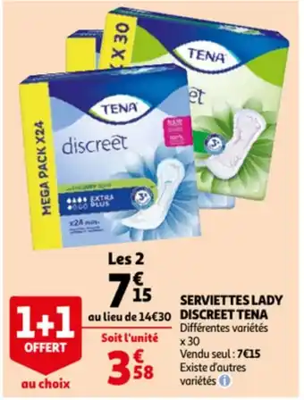 Auchan Serviettes Lady Discreet Tena offre