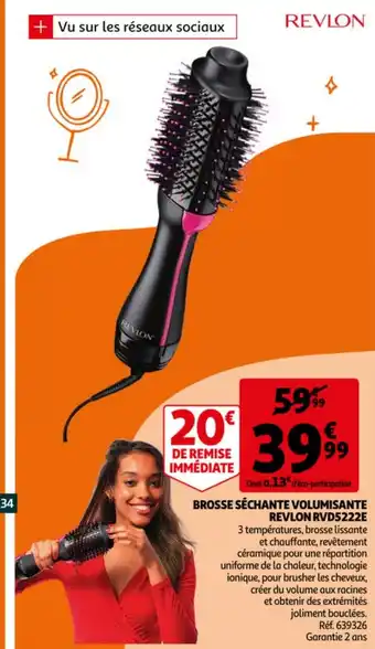 Auchan Brosse Séchante Volumisante Revlon RVD5222E offre