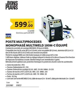 DomPro GYS Poste multiprocedes monophasé multiweld 180m-c équipé offre