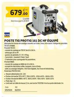 DomPro GYS Poste tig protig 161 dc hf équipé offre