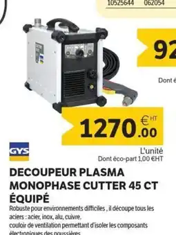 DomPro GYS Decoupeur plasma monophase cutter 45 ct équipé offre