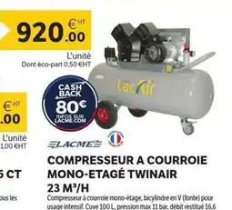 DomPro LACME Compresseur a courroie mono-etagé twinair offre