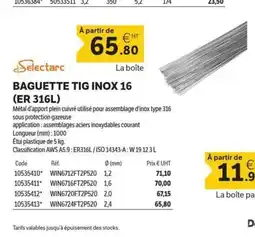 DomPro SELECTARC Baguette tig inox 16 offre