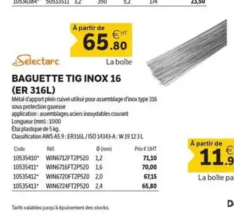 SELECTARC Baguette tig inox 16