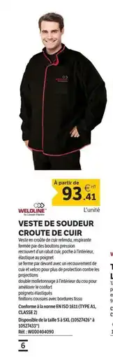 DomPro WELDLINE Veste de soudeur croute de cuir offre