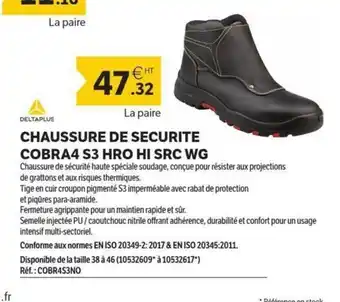 DELTAPLUS Chaussure de securite cobra4 s3 hro hi src wg