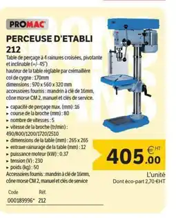 DomPro PROMAC Perceuse d'etabli 212 offre