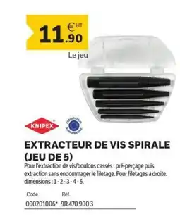 DomPro KNIPEX Extracteur de vis spirale (jeu de 5) offre