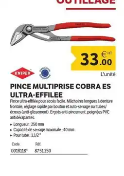 DomPro KNIPEX Pince multiprise cobra es ultra-effilee offre