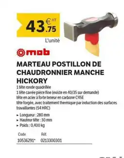 DomPro MOB Marteau postillon de chaudronnier manche hickory offre