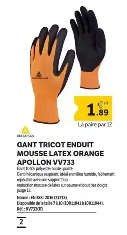 DomPro DELTAPLUS Gant tricot enduit mousse latex orange apollon vv733 offre