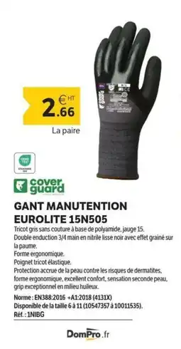 DomPro COVER GUARD Gant manutention eurolite 15n505 offre