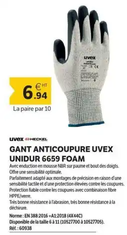 DomPro Gant anticoupure uvex unidur 6659 foam offre