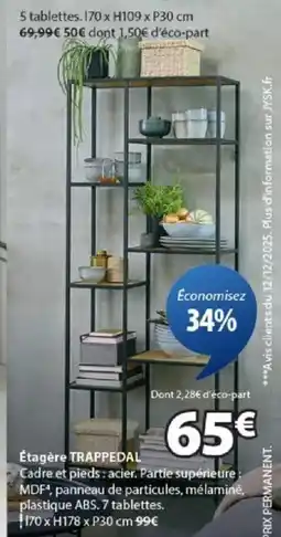 JYSK TRAPPEDAL Étagère offre
