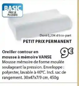 JYSK VANSE Oreiller contour en mousse à mémoire offre