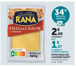 Super U RANA Pates fraiches lasagnes offre