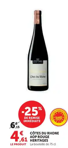 Super U Côtes du rhone aop rouge heritages offre