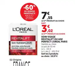 Super U L'OREAL PARIS Soin visage revitalift ou age perfect offre