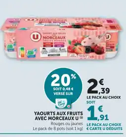 Super U U Yaourts aux fruits avec morceaux offre