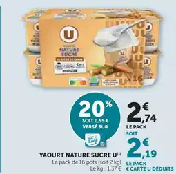 Super U U Yaourt nature sucre offre