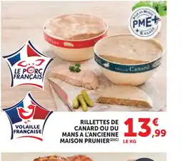 Super U MAISON PRUNIER Rillettes de canard ou du mans a l'ancienne offre