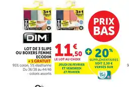 Super U ECODIM Lot de 3 slips ou boxers femme offre