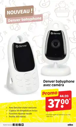 Wibra Denver babyphone avec caméra offre