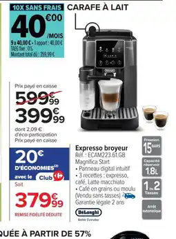 Carrefour DELONGHI Expresso broyeur offre