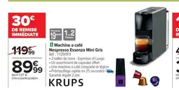 Carrefour KRUPS Machine a café Nespresso Essenza Mini Gris offre