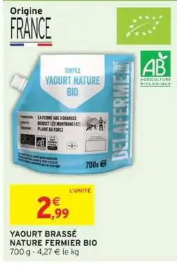 Intermarché YAOURT BRASSÉ NATURE FERMIER BIO offre