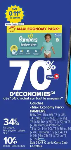 Carrefour Market Couches maxi economy pack pampers offre