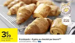 Carrefour Market 4 croissants + 4 pains au chocolat pur beurre offre