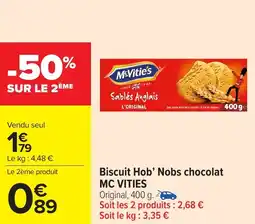 Carrefour Market Biscuit hob' nobs chocolat mc vities offre