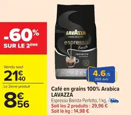 Carrefour Market Café en grains 100% arabica lavazza offre