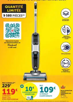 Hyper U Balai aspirateur laveur crosswave hf3 bissell offre
