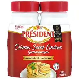 Carrefour Président crème semi-epaisse gastronomique offre
