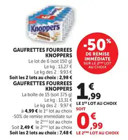 Hyper U Gaufrettes fourrees knoppers offre