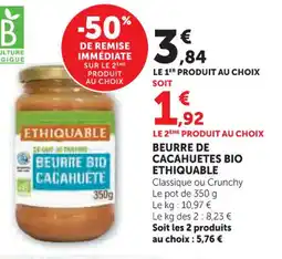 Hyper U Beurre de cacahuetes bio ethiquable offre
