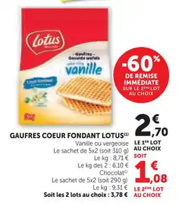 Hyper U Gaufres coeur fondant lotus offre