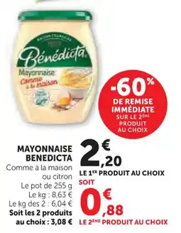 Hyper U Mayonnaise benedicta offre