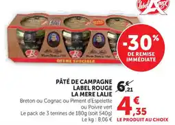 Hyper U Pâté de campagne label rouge la mere lalie offre